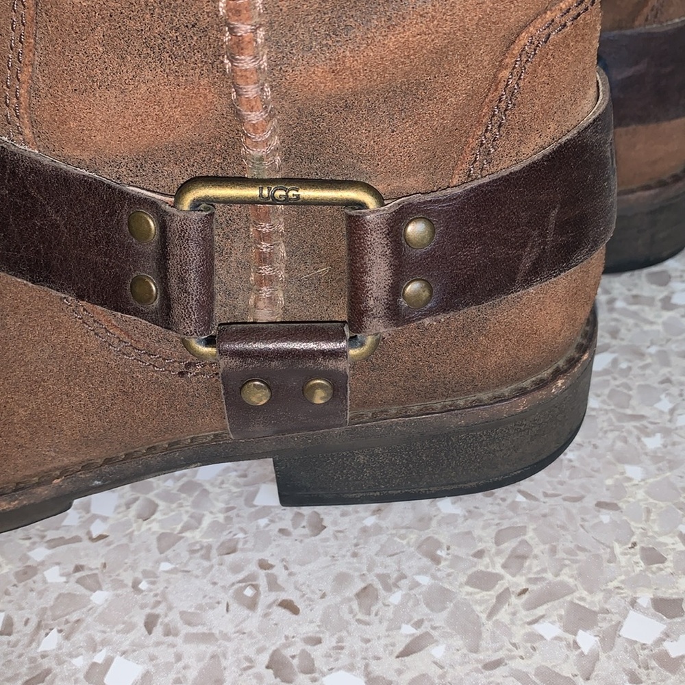 UGG Australia Dree Boots Women's 7.5 Suede Dark Brown Knee High Harness - Picture 7 of 13